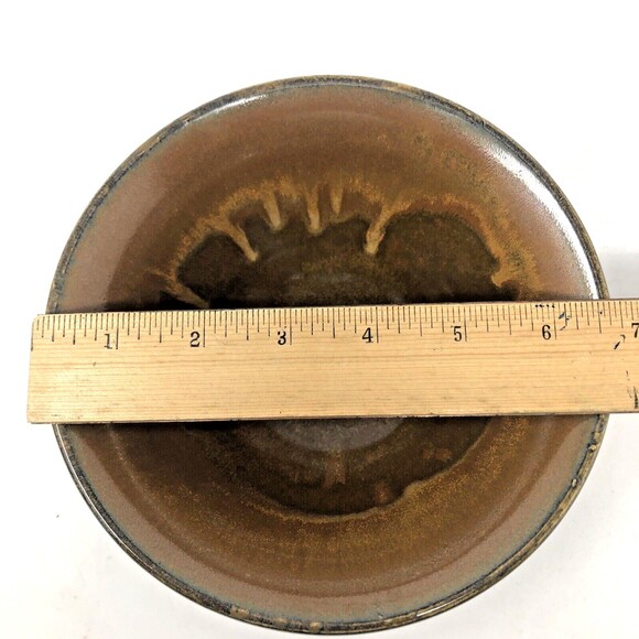 VTG Studio Art Pottery Ceramic Nesting Bowls Brown Drip Glaze Artist Signed Set - Picture 12 of 16